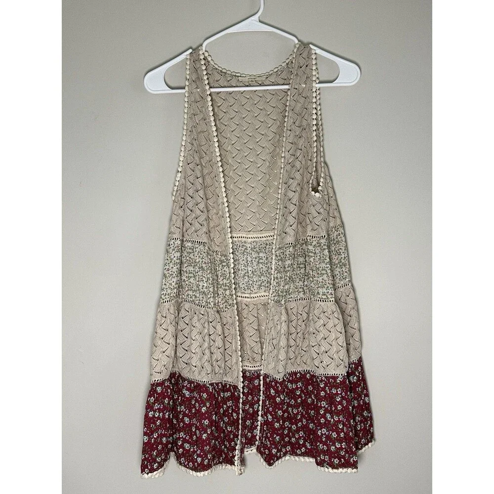 Boho Open Floral Panels Vest Women S Mixed Fabric Festival Fairy Forest Indie